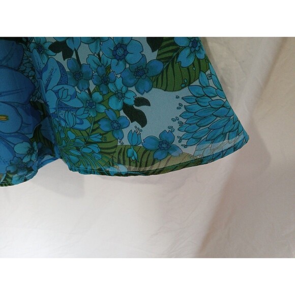 Norton McNaughton Skirt Size 8 Midi Lined Blue Floral Trumpet - Flowy- Front Tie - Picture 6 of 16